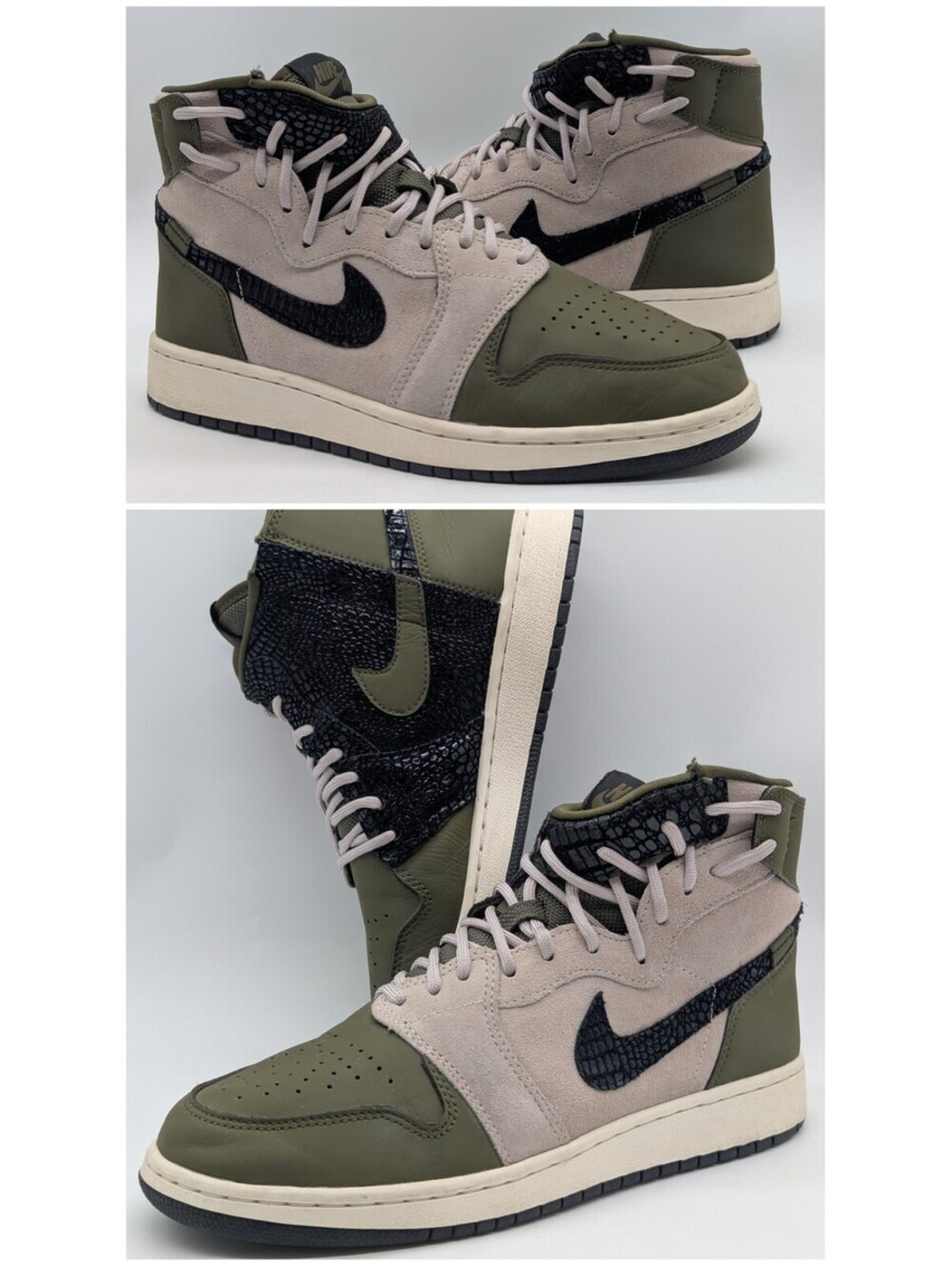 Nike Jordan 1 Rebel XX Olive Canvas Moon Particle Green Womens Size 8 AR5599 300